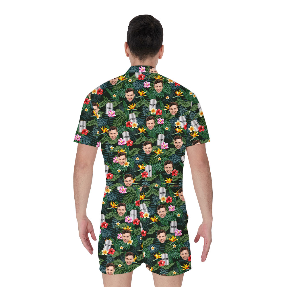 Favorite Beer Can And Face Men's Romper Shirt