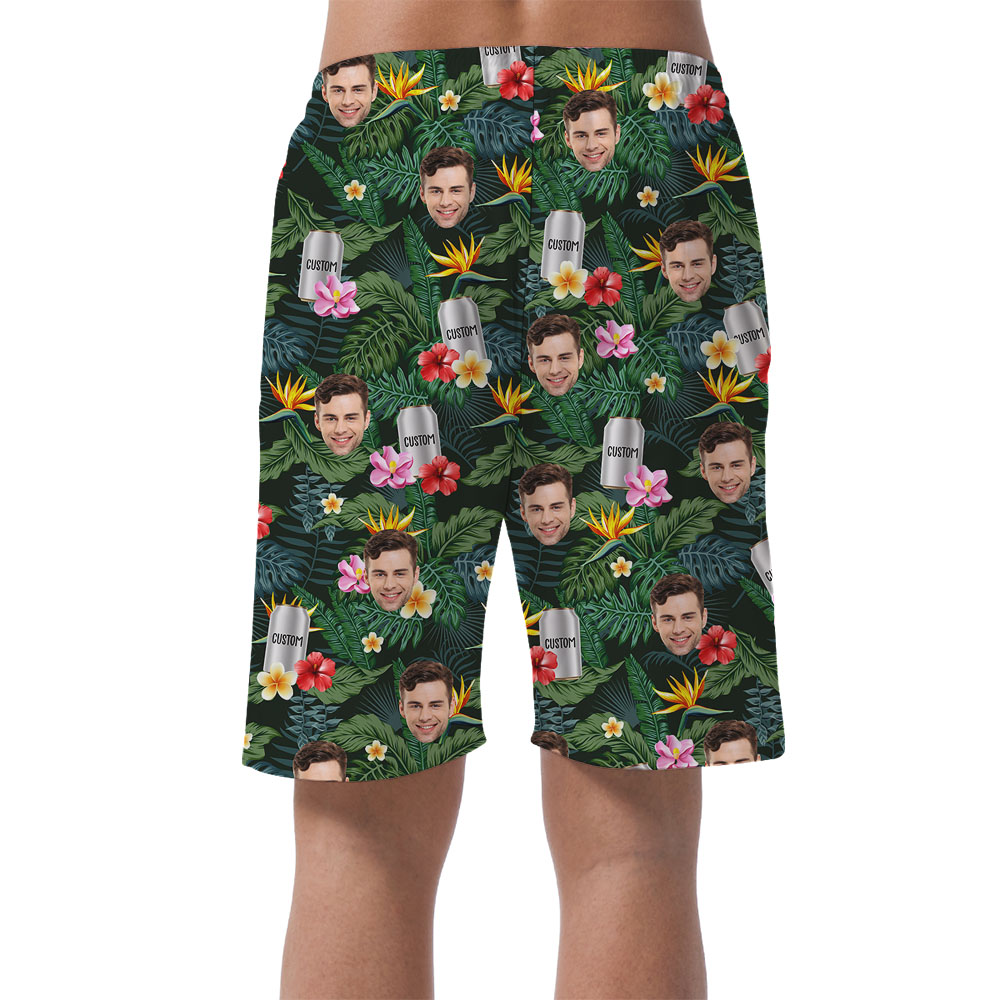 Custom Face And Beer Can Tropical Men's Shorts