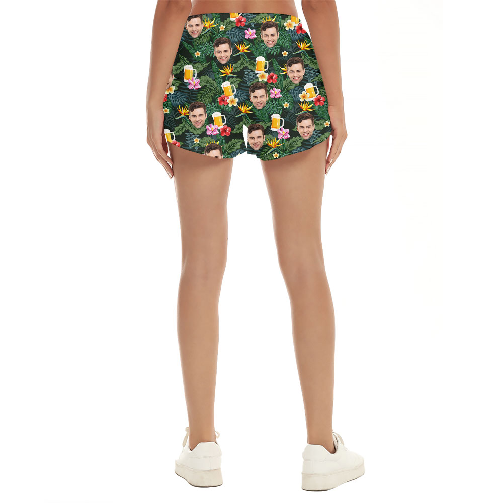 Summer Beer Hawaiian Women's Shorts With Custom Face