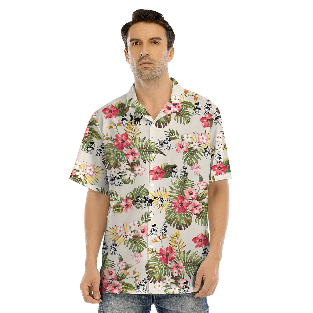 Tropical Mickey Steamboat Willie 1928 Matching Hawaiian Shirts