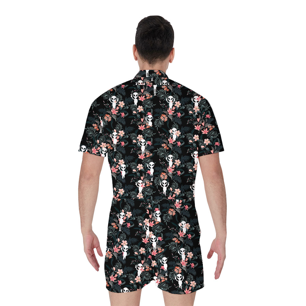 Unique UFO Alien Floral Men's Romper