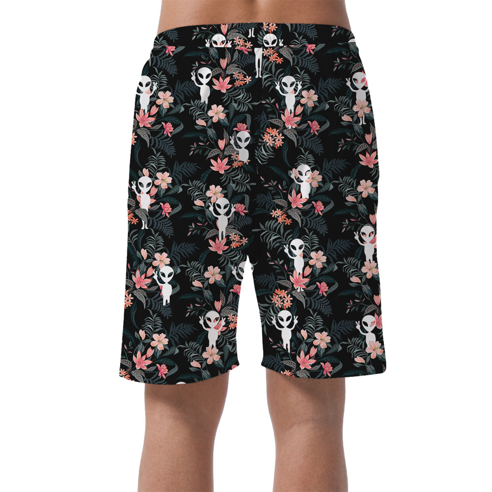 Cool Alien Saying Hi Men's Beach Shorts