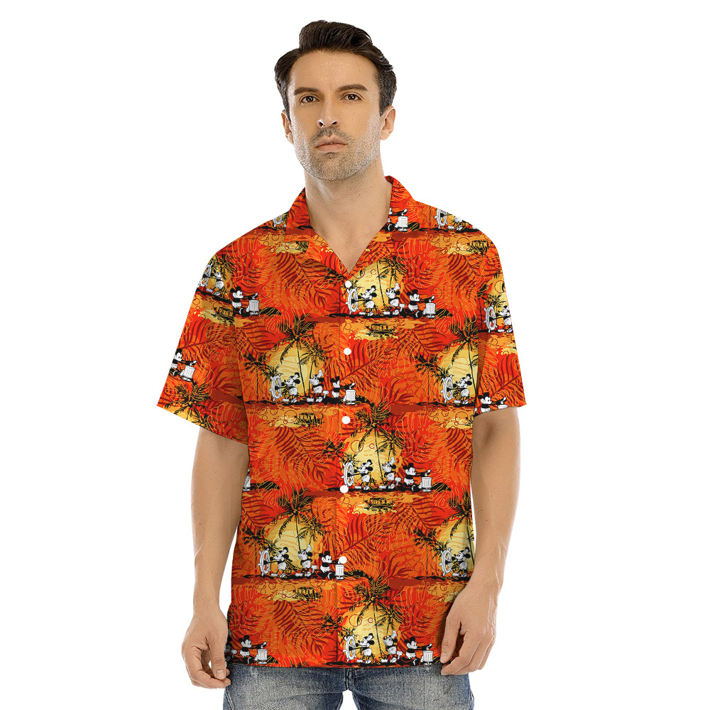 Tropical Mickey Steamboat Willie Matching Family Hawaiian Outfits