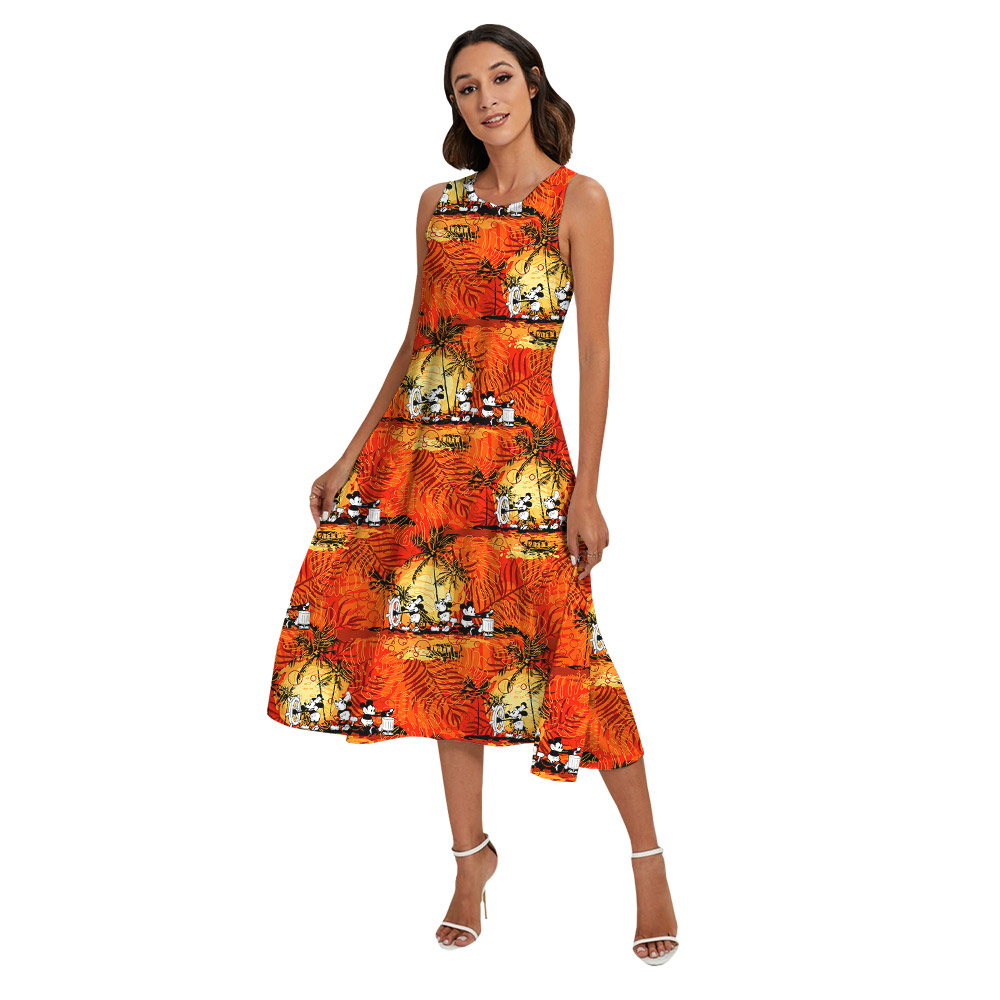 Tropical Mickey Steamboat Willie Matching Family Hawaiian Outfits