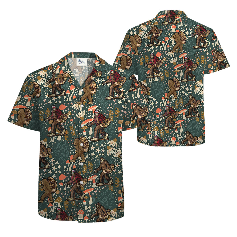 Bigfoot Mushroom Button Up Shirt For Men