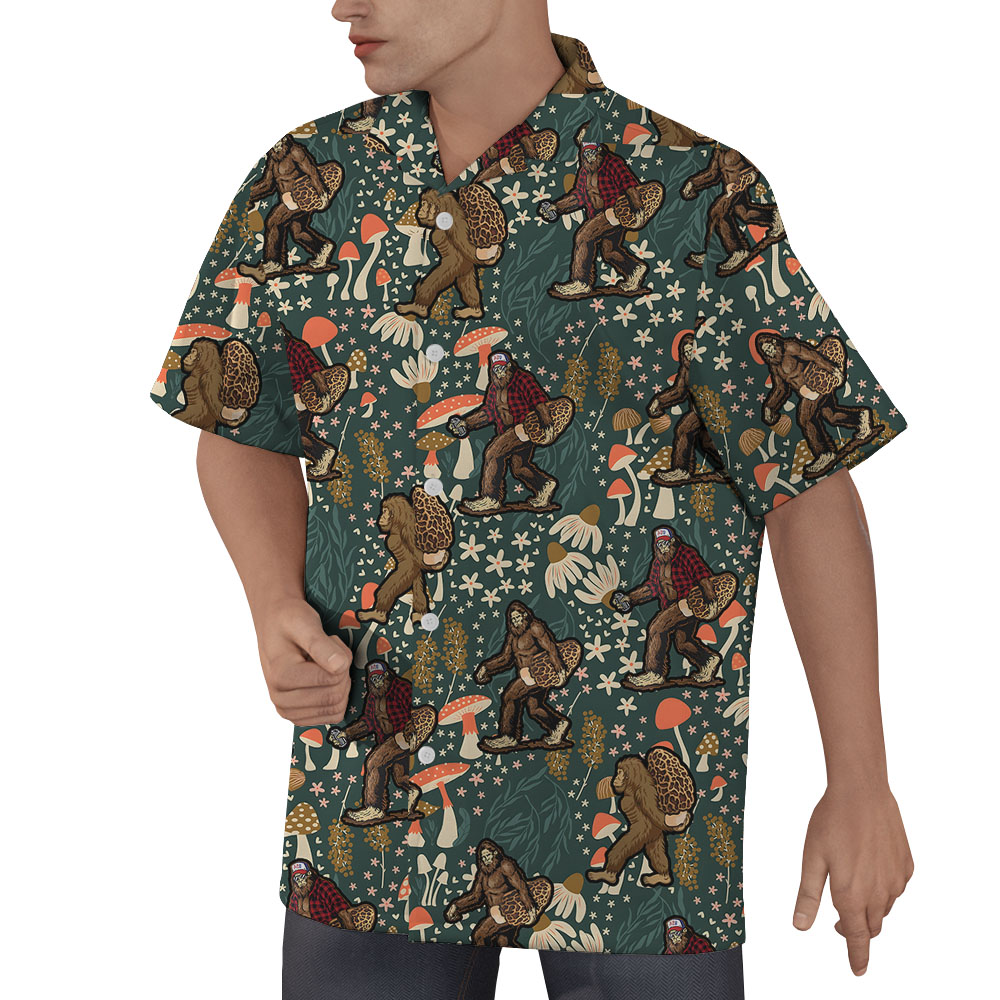 Bigfoot Mushroom Button Up Shirt For Men