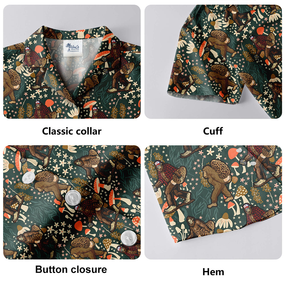 Bigfoot Mushroom Button Up Shirt For Men