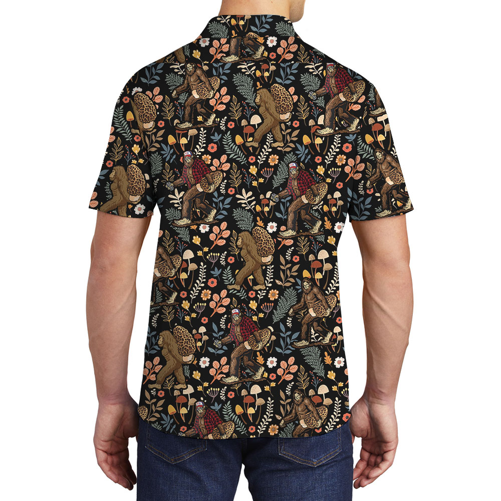 Bigfoot Holding Mushroom Men's Polo Shirt