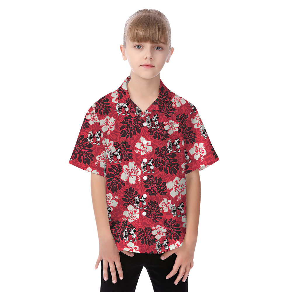 Steamboat Willie Mickey Vintage Floral Family Matching Aloha Outfits