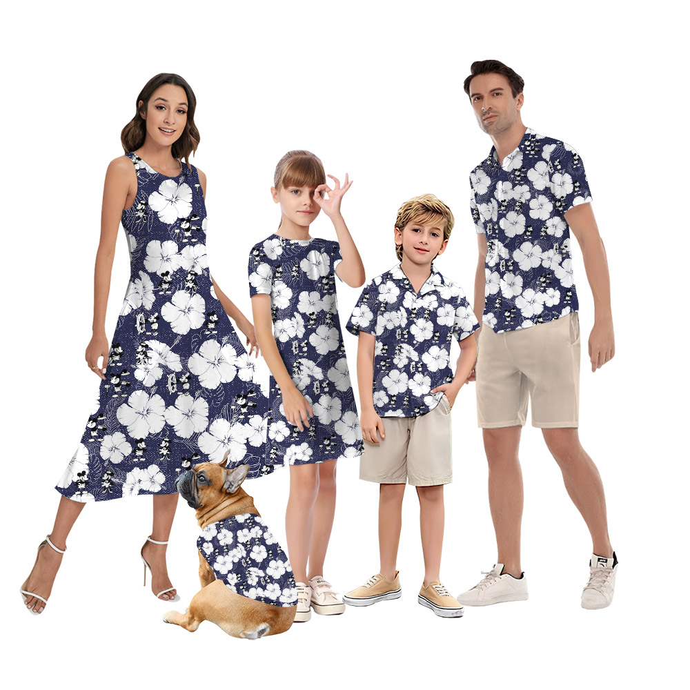 Floral Mickey Steamboat Willie Family Hawaiian Matching Outfits - variant image 1