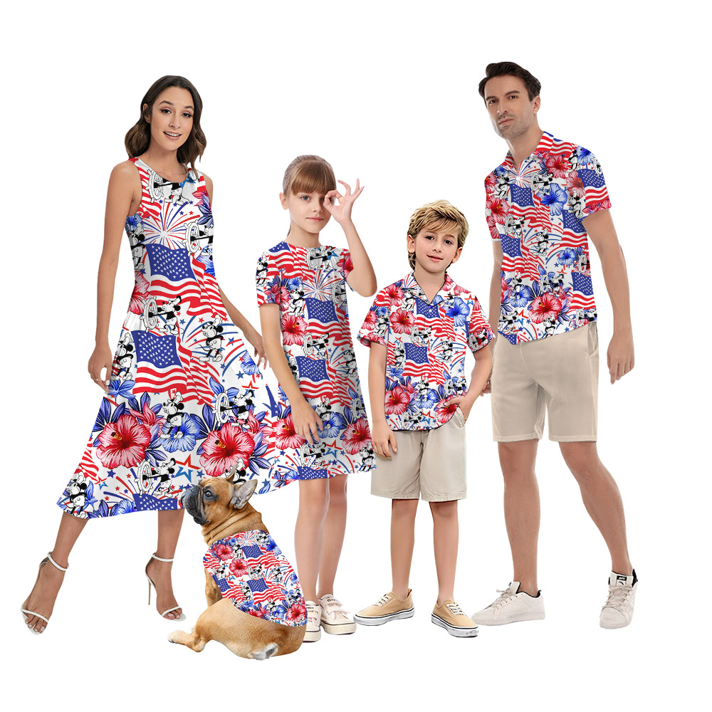Mickey Steamboat Willie 4th Of July Family Hawaiian Matching Outfits - variant image 1