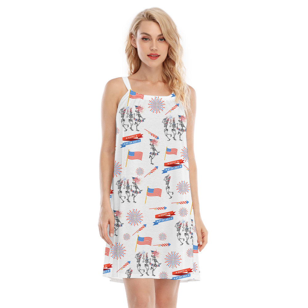 Skeleton White Red And Blue Cami Dress - variant image 1