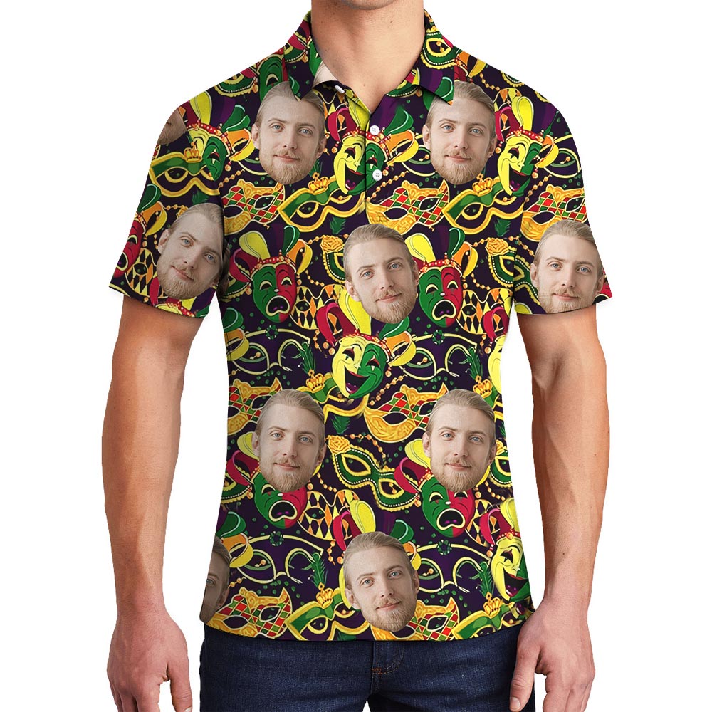 Funny Custom Mardi Gras Hawaiian Polo Shirt For Men - variant image 1