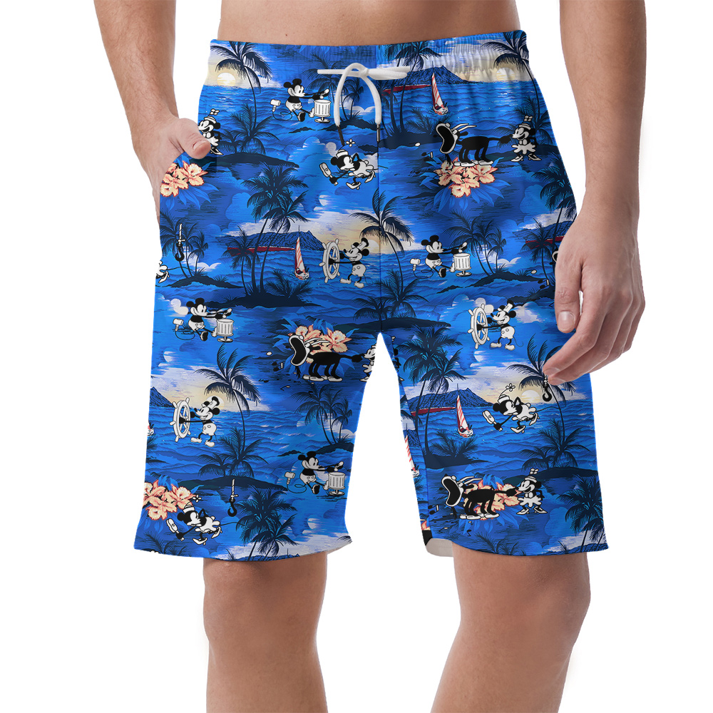 Vintage Mickey Mouse Tropical Navy Hawaiian Men's Shorts For Summer - variant image 1