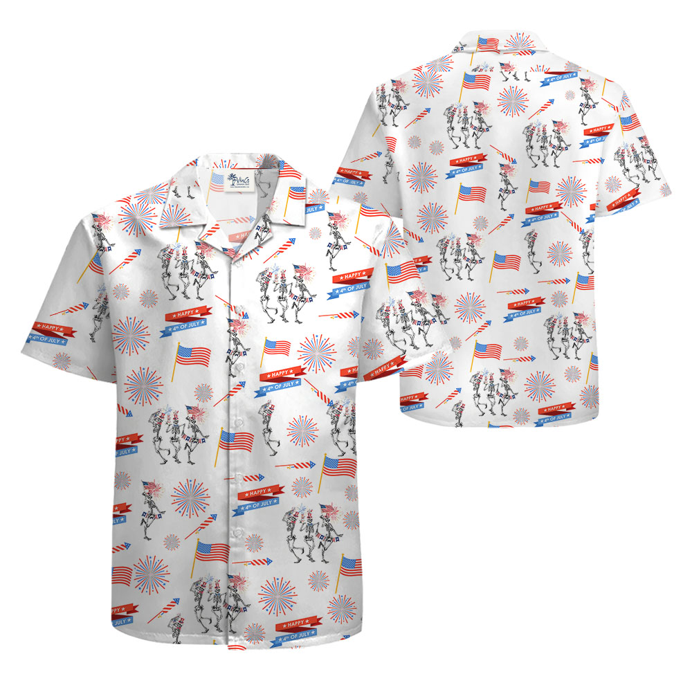 Skeleton Happy 4th Of July Men's Hawaiian Shirt
