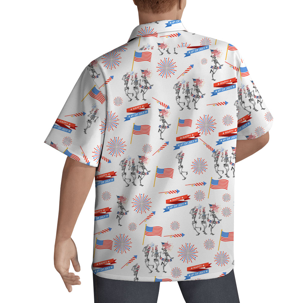 Skeleton Happy 4th Of July Men's Hawaiian Shirt