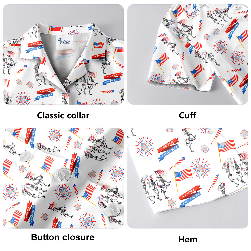 Skeleton Happy 4th Of July Men's Hawaiian Shirt