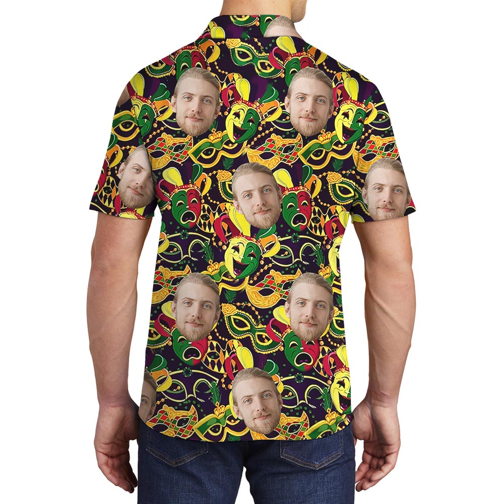 Funny Custom Mardi Gras Hawaiian Polo Shirt For Men