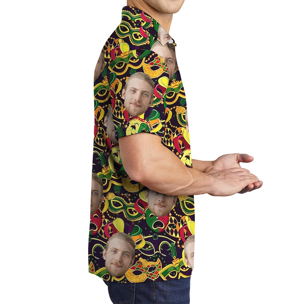 Funny Custom Mardi Gras Hawaiian Polo Shirt For Men