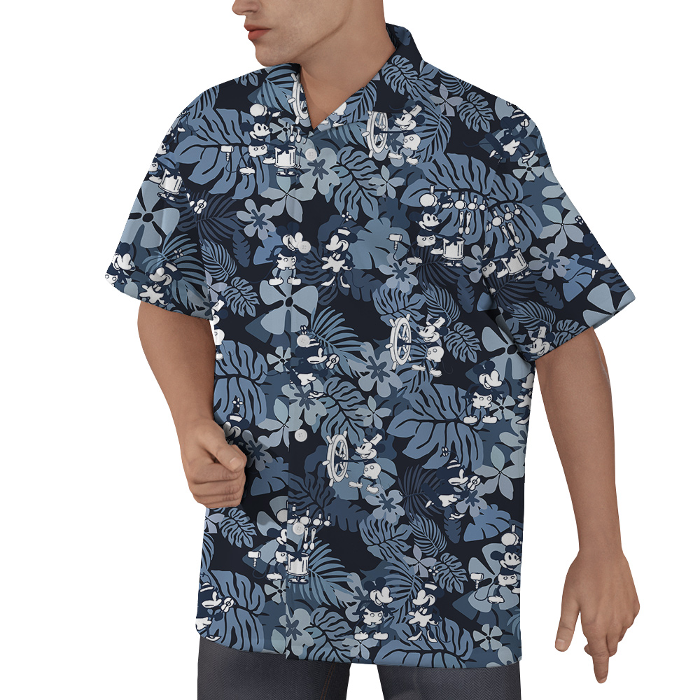 Vintage Tropical Hibiscus Mickey Hawaiian Shirt For Men