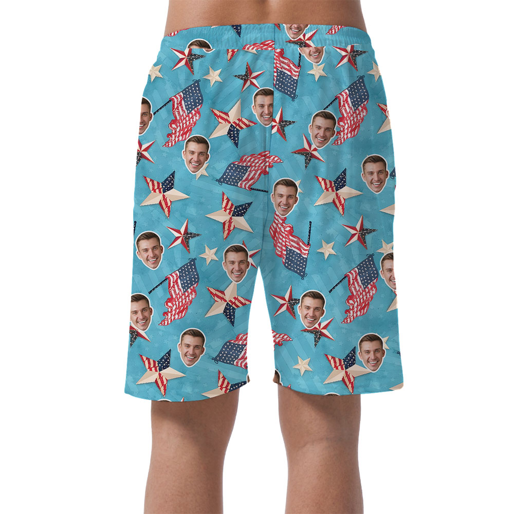 American Flags Custom Face Men's Beach Shorts