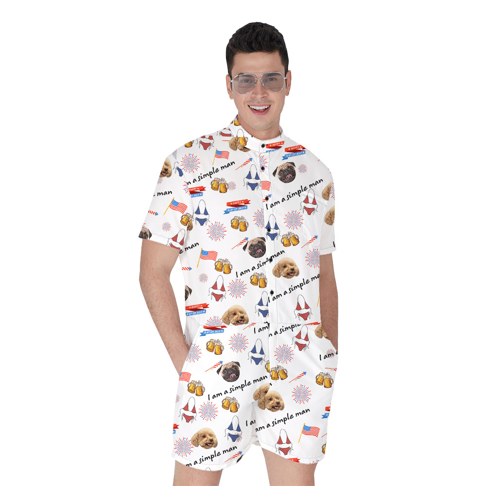 Custom Face 4th Of July Men's Romper With Simple Man Thinking - variant image 1