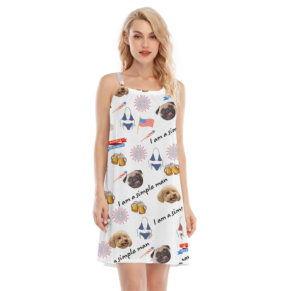 Fourth Of July Simple Man Funny Cami Dress Custom Face - variant image 1
