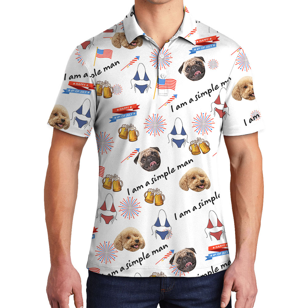 Hilarious Simple Man Custom Face Polo Shirt - variant image 1