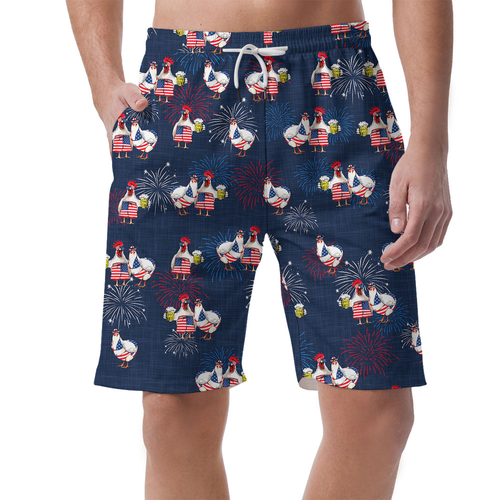 Chicken American Flag Men's Hawaiian Shorts - variant image 1