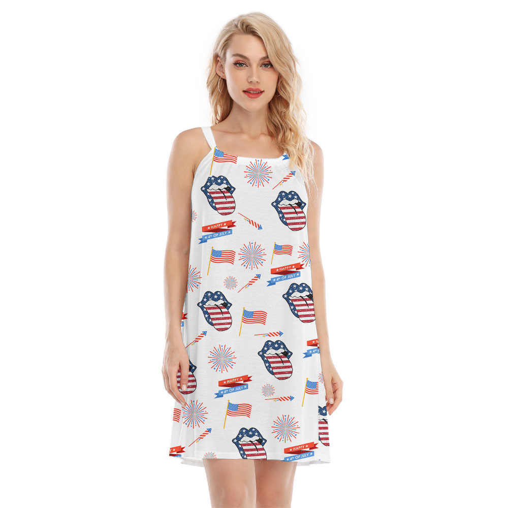 Women's American Flag Lips Cami Dress - variant image 1