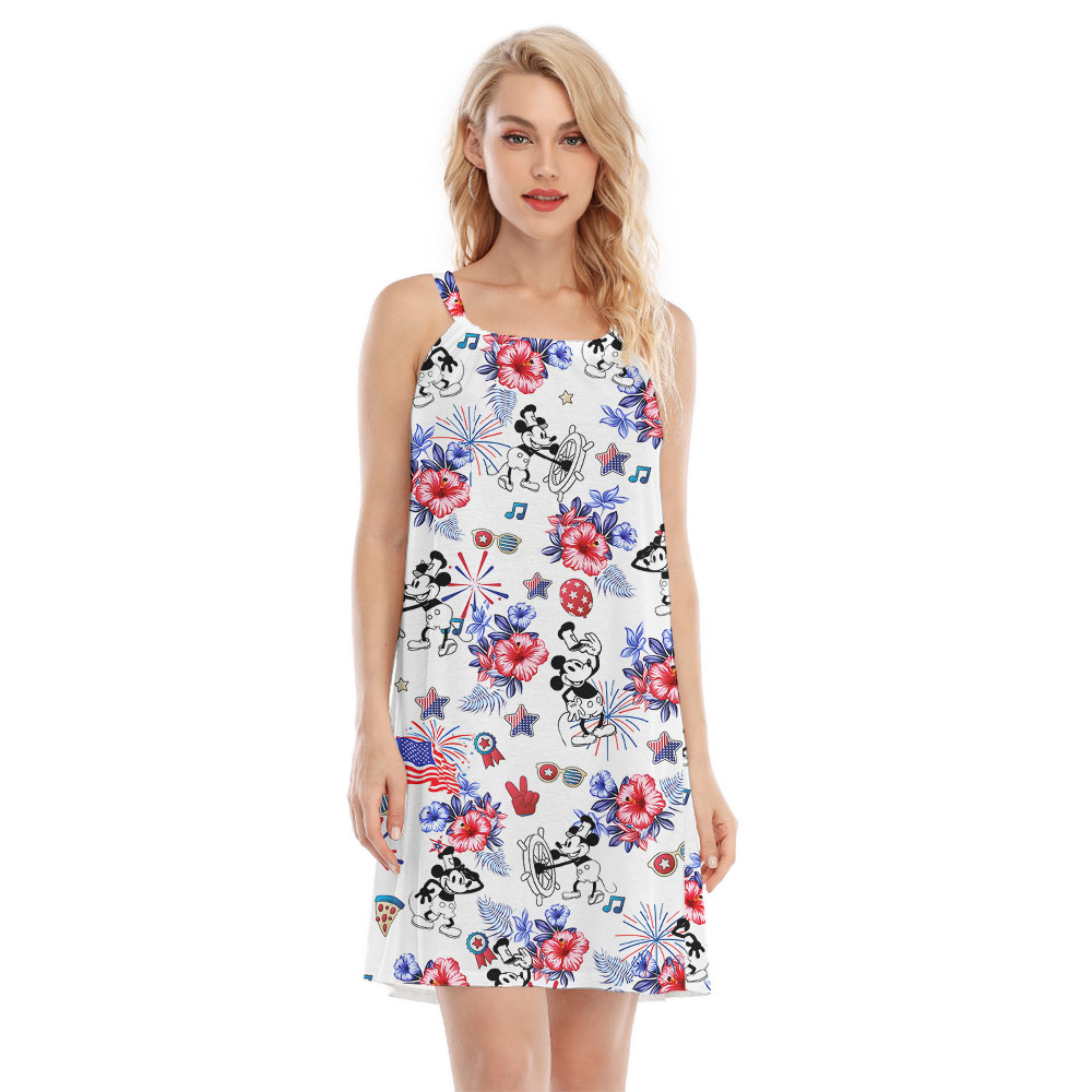 4th Of July Mickey Steamboat Willie Women Cami Dress - variant image 1