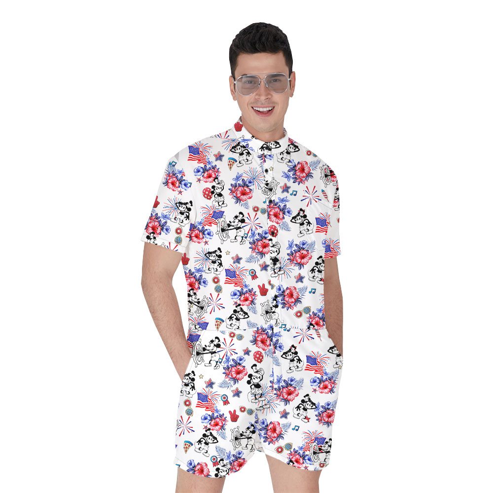 4th Of July Mickey Steamboat Willie Men's Romper - variant image 1