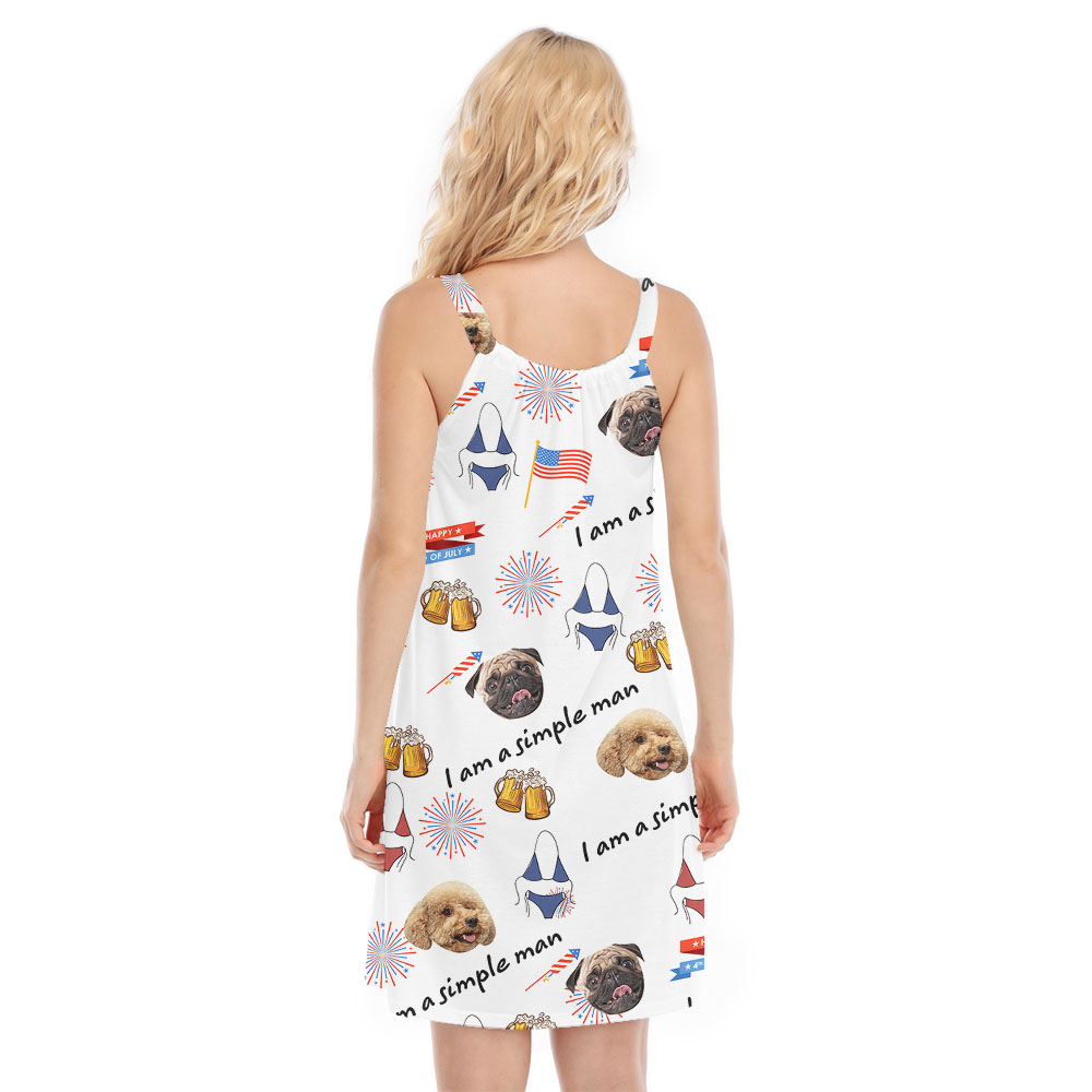 Fourth Of July Simple Man Funny Cami Dress Custom Face