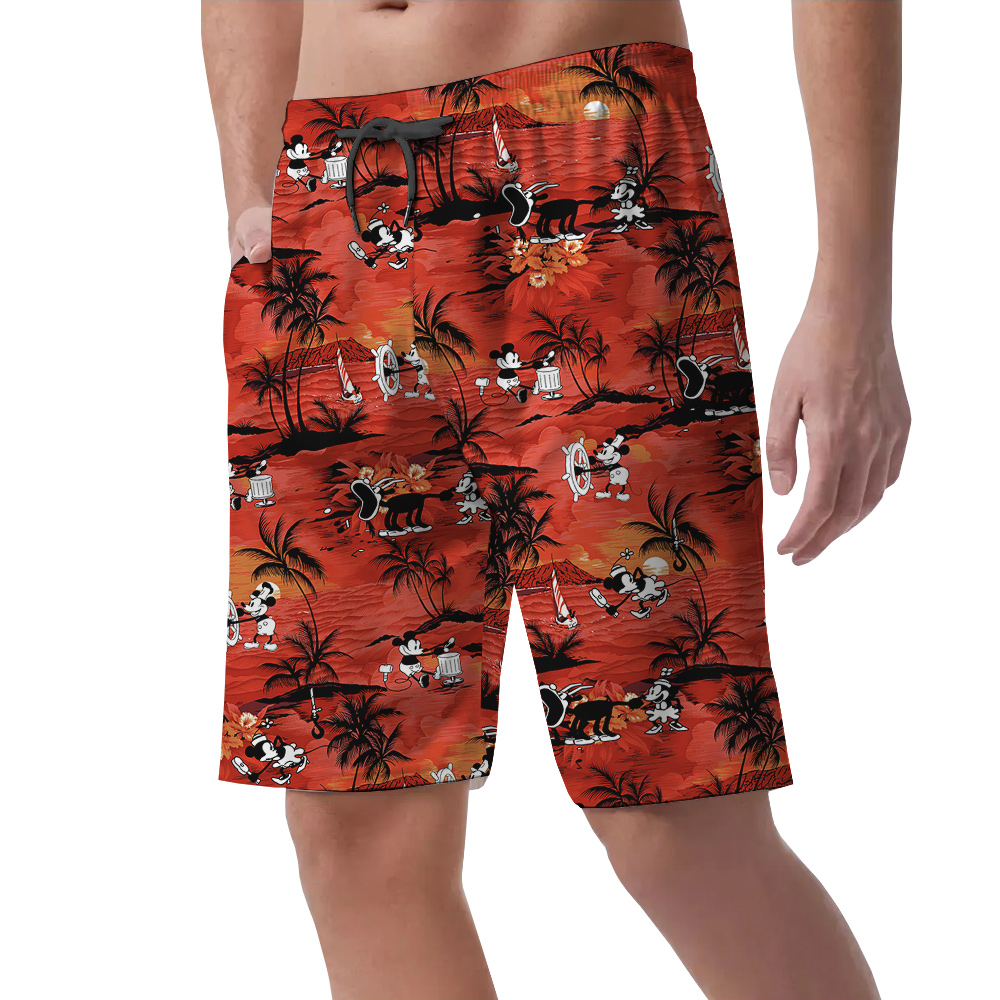 Tropical Sunset Beach Mickey Men's Summer Shorts