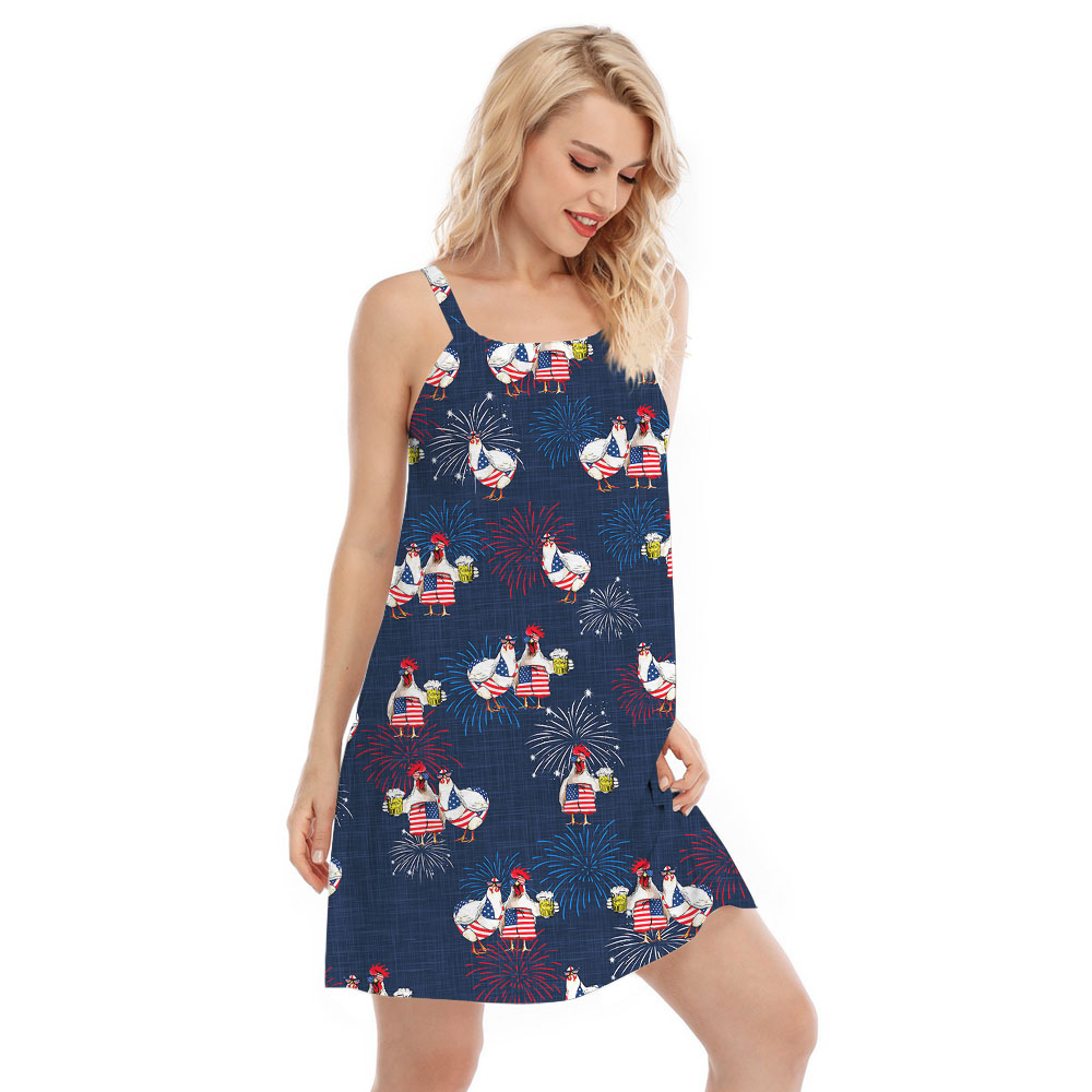 4th Of July Chicken Independence Day Cami Dress