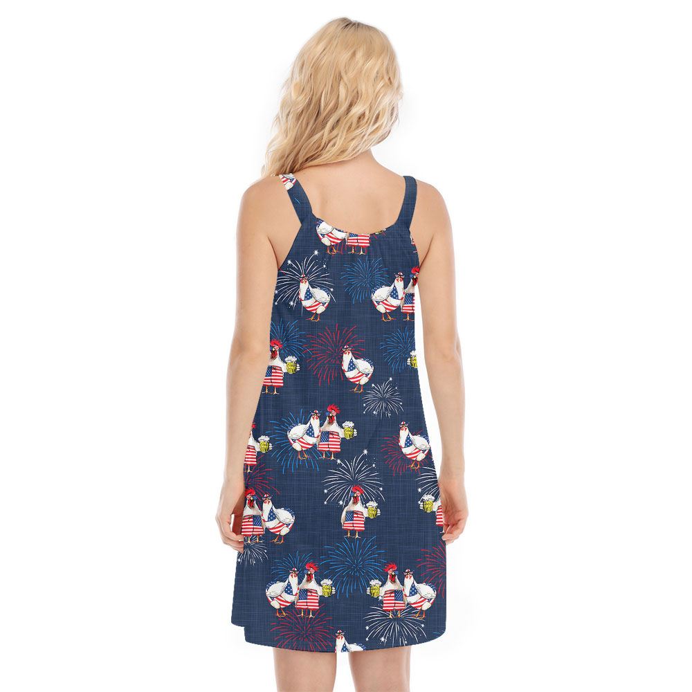 4th Of July Chicken Independence Day Cami Dress