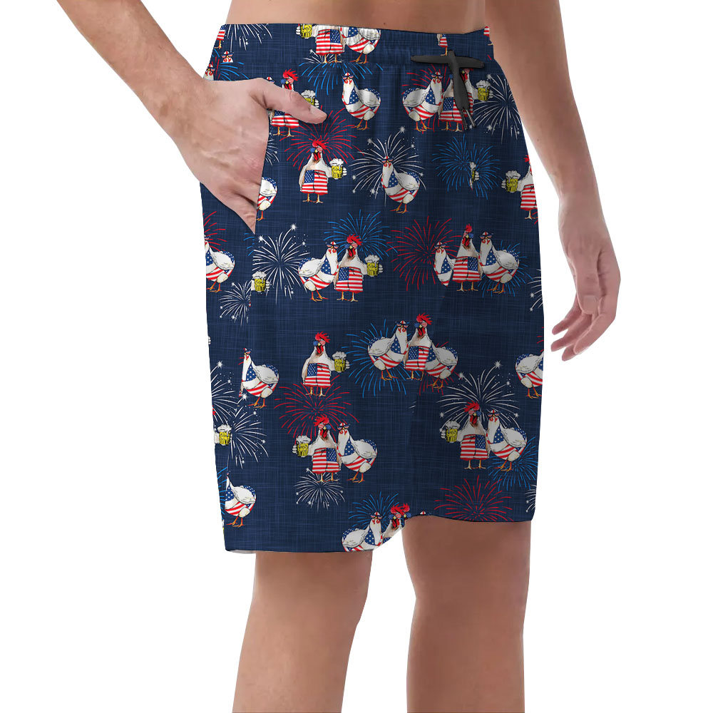 Chicken American Flag Men's Hawaiian Shorts