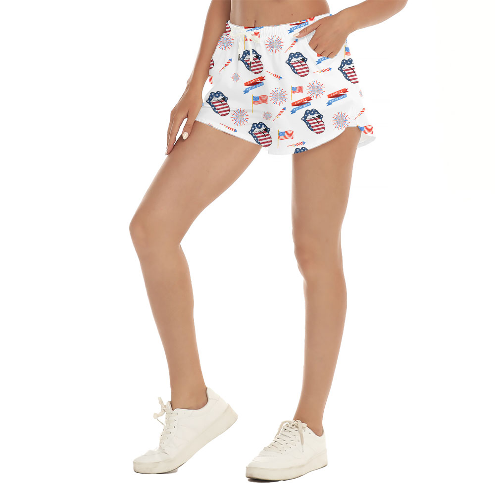 4th Of July American Lips Women's Beach Shorts