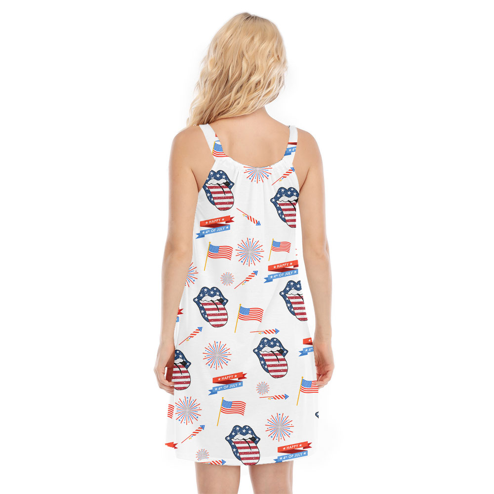Women's American Flag Lips Cami Dress