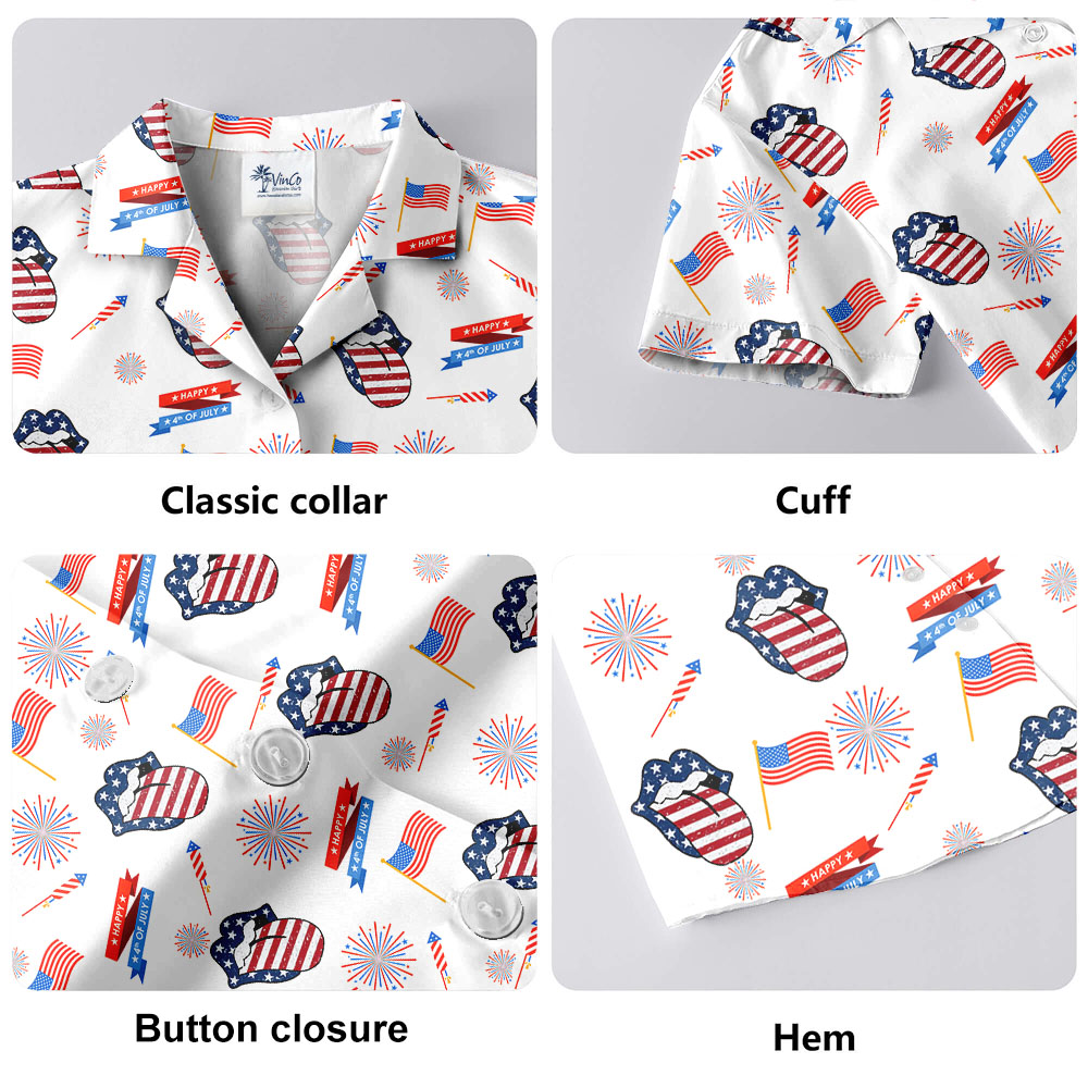 American Flag Lips Hawaiian Shirt For Men