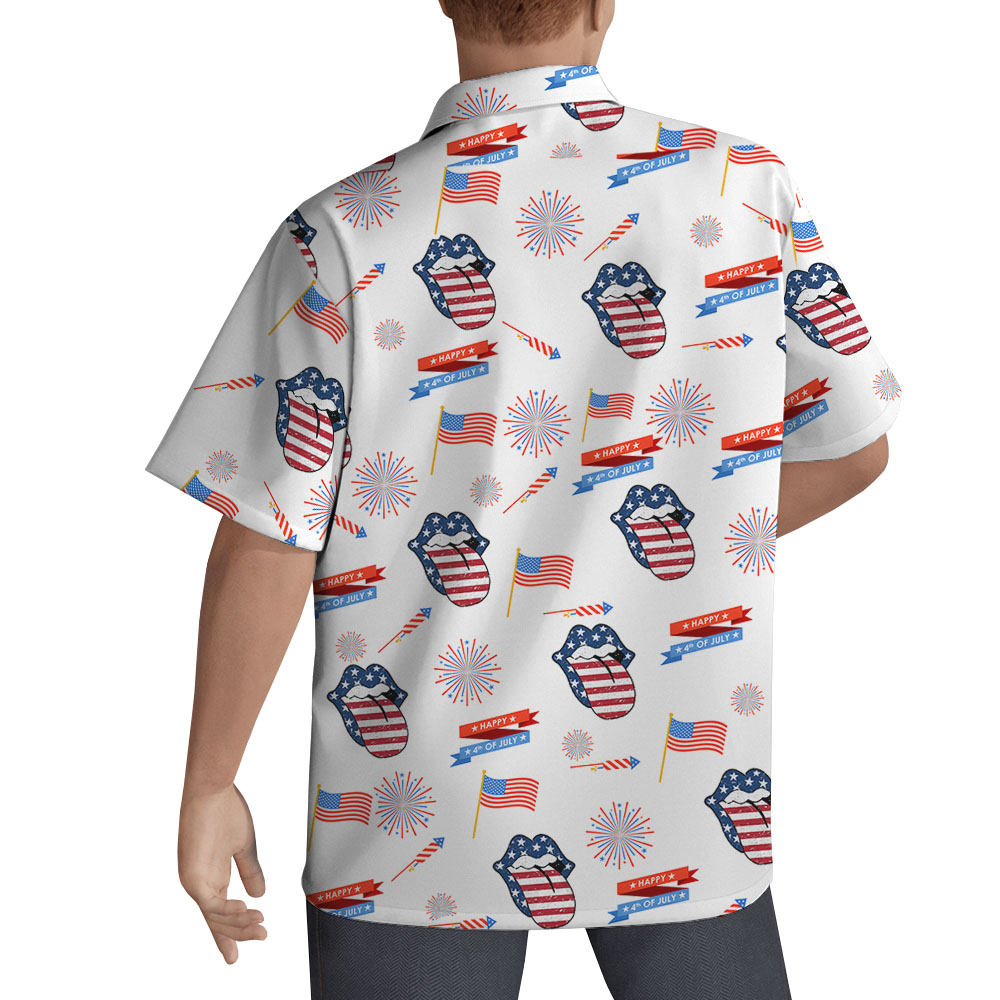 American Flag Lips Hawaiian Shirt For Men