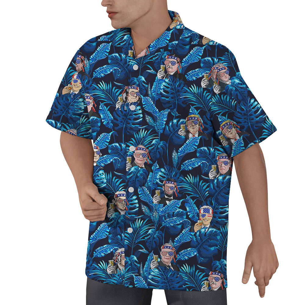 Cool 4th Of July Tropical Hawaiian Shirt For Men