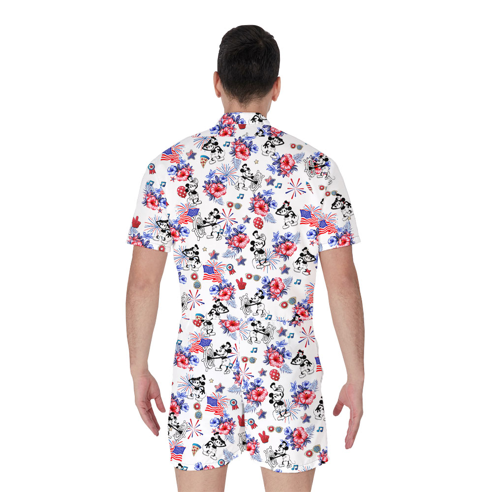 4th Of July Mickey Steamboat Willie Men's Romper