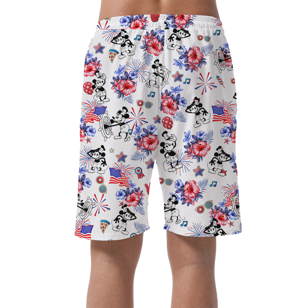 Steamboat Willie Mickey Happy Independence Day Shorts