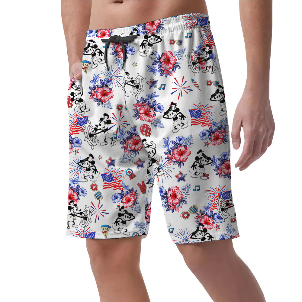 Steamboat Willie Mickey Happy Independence Day Shorts