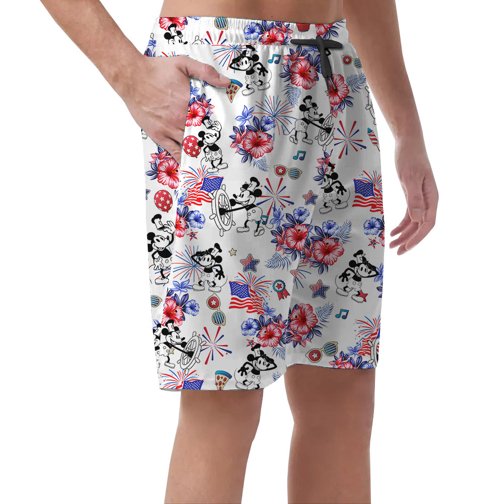 Steamboat Willie Mickey Happy Independence Day Shorts