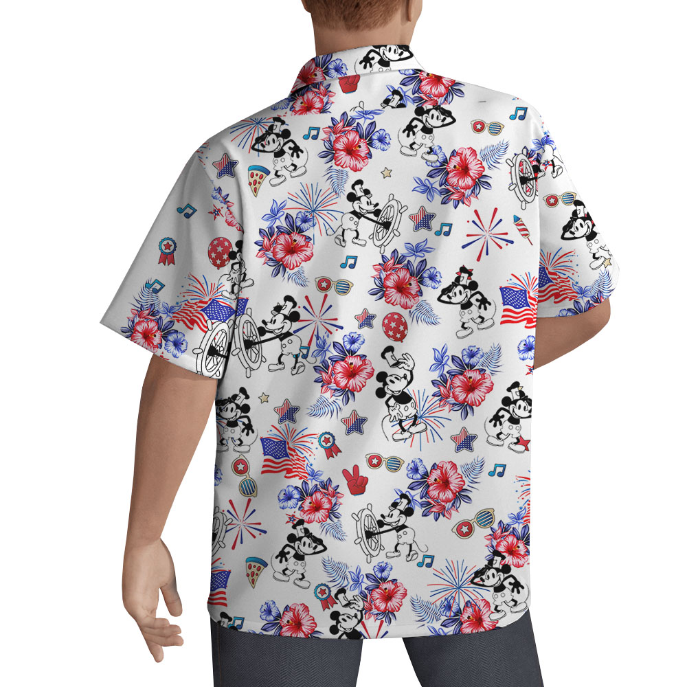 Mickey Mouse Steamboat Willie 4th Of July Hawaiian Shirt