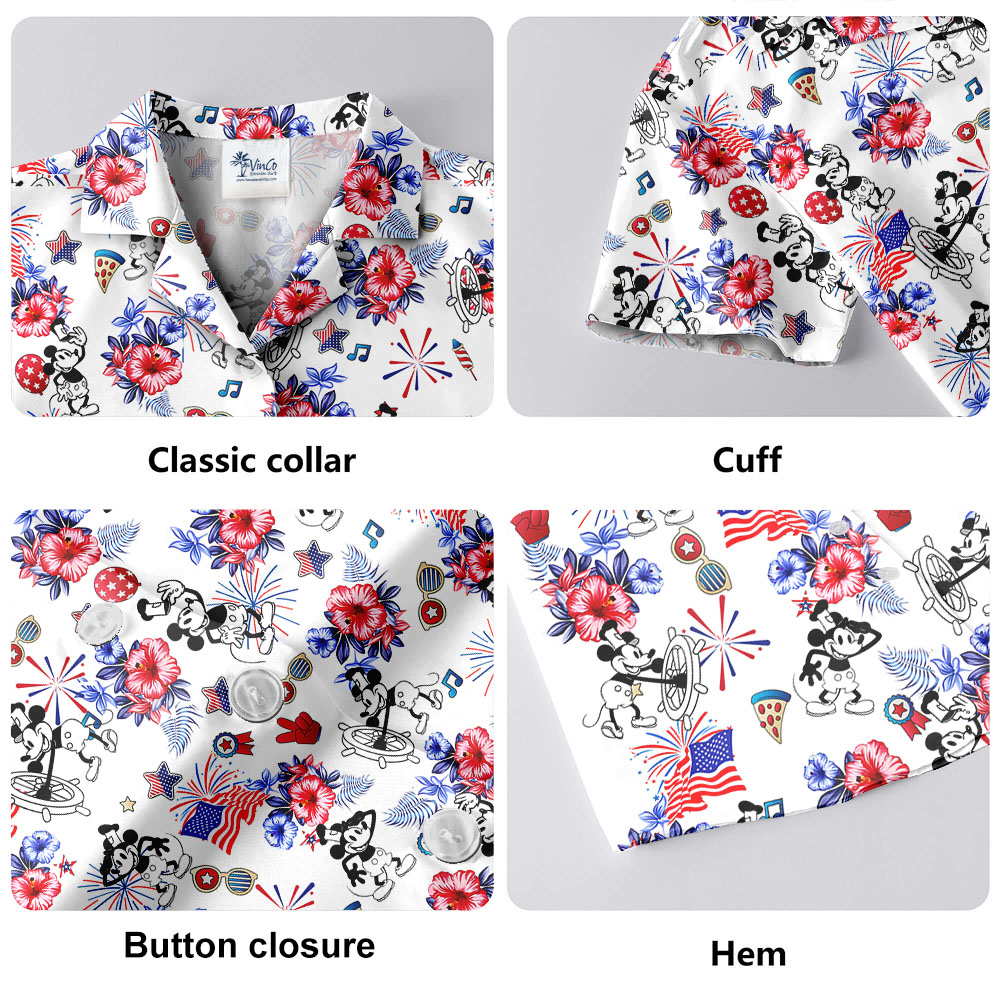 Mickey Mouse Steamboat Willie 4th Of July Hawaiian Shirt
