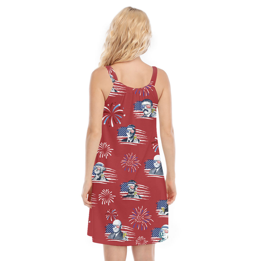 American Flag Beer Cheer Women's Cami Dress For 4th Of July