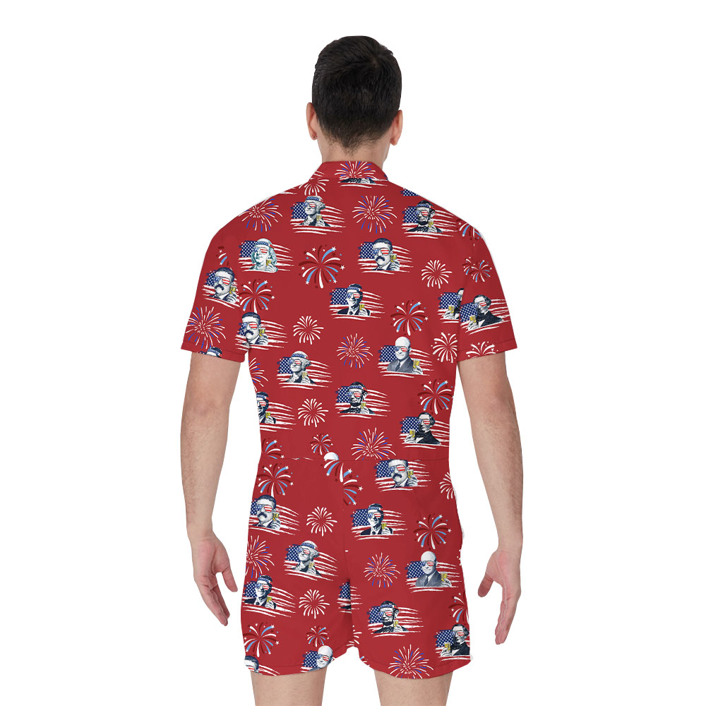 Unique Beer Cheer 4th Of July Men's Romper